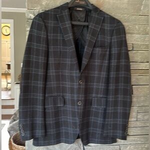 Men’s Blazer, Black Brown size 38R slim fit plaid